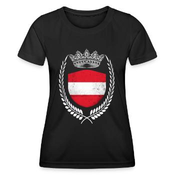 Austria Flag Flag - Women's Functional T-Shirt - black - Front - AI Model Female 172 light (172cm)