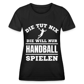 Handball Spielerin Frauen Handball Liebhaber - Frauen Funktions-T-Shirt - Schwarz - Vorne - AI Model Female 172 light (172cm)