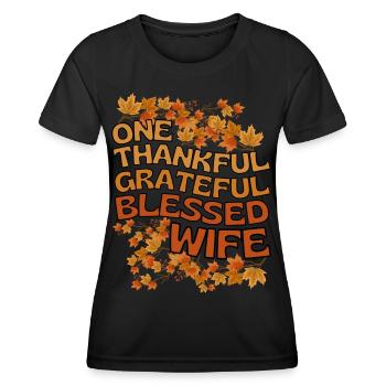 Épouse reconnaissante Mme Herbst Blätter Gratitude - T-shirt sport Femme - noir - Devant - AI Model Female 172 light (172cm)