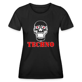 Totenkopf techno - Frauen Funktions-T-Shirt - Schwarz - Vorne - AI Model Female 172 light (172cm)