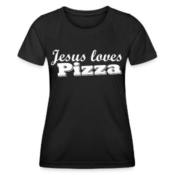 jesus loves pizza - Frauen Funktions-T-Shirt - Schwarz - Vorne - AI Model Female 172 light (172cm)