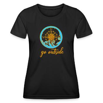 go outside compass - Women's Functional T-Shirt - black - Front - AI Model Female 172 light (172cm)