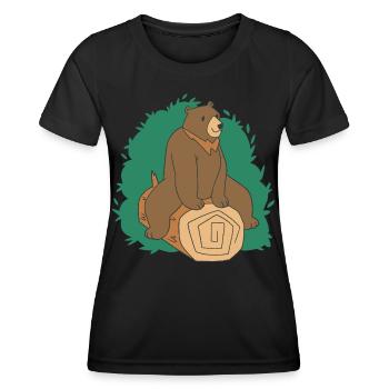 Brown Bear Tree Bear Motif for Brown Bears Team and - Women's Functional T-Shirt - black - Front - AI Model Female 172 light (172cm)