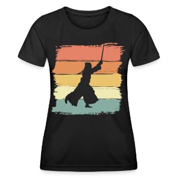 Kendo martial arts vintage retro - Women's Functional T-Shirt - black - Front - AI Model Female 172 light (172cm)