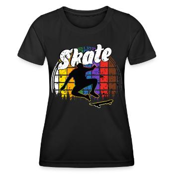 Skateboard Freestyle - Frauen Funktions-T-Shirt - Schwarz - Vorne - AI Model Female 172 light (172cm)
