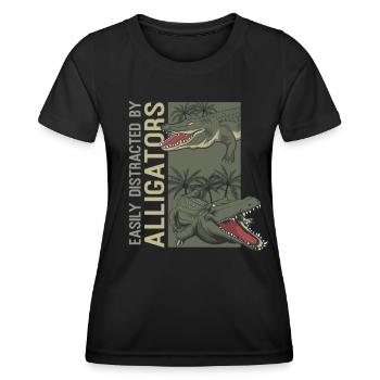 Facilement distrait par les alligators Alligator drôle - T-shirt sport Femme - noir - Devant - AI Model Female 172 light (172cm)
