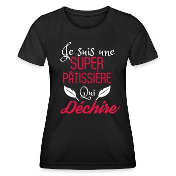 Super Pâtissière qui Déchire - T-shirt sport Femme - noir - Devant - AI Model Female 172 light (172cm)