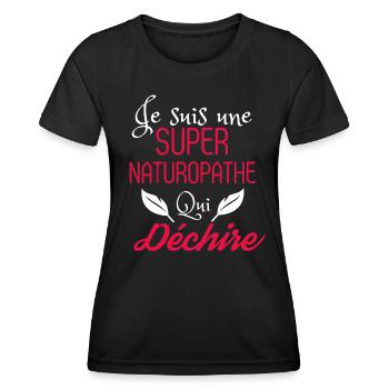 Super Naturopathe qui Déchire - T-shirt sport Femme - noir - Devant - AI Model Female 172 light (172cm)