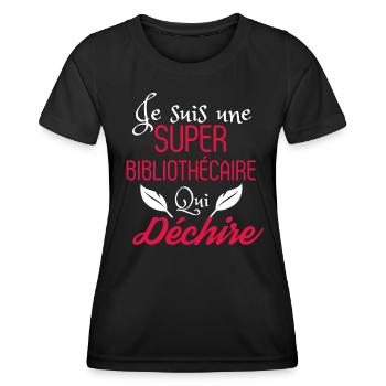 Super Bibliothécaire qui Déchire - T-shirt sport Femme - noir - Devant - AI Model Female 172 light (172cm)