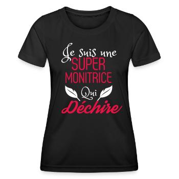 Super Monitrice qui Déchire - T-shirt sport Femme - noir - Devant - AI Model Female 172 light (172cm)