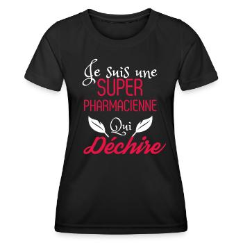 Super Pharmacienne qui Déchire - T-shirt sport Femme - noir - Devant - AI Model Female 172 light (172cm)