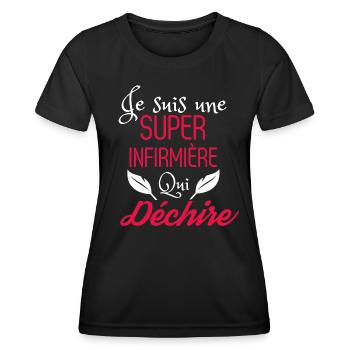 Super Infirmière qui Déchire - T-shirt sport Femme - noir - Devant - AI Model Female 172 light (172cm)