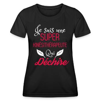 Super Kinésithérapeute qui Déchire - T-shirt sport Femme - noir - Devant - AI Model Female 172 light (172cm)