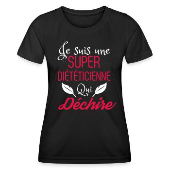 Super diététicienne qui déchire - T-shirt sport Femme - noir - Devant - AI Model Female 172 light (172cm)
