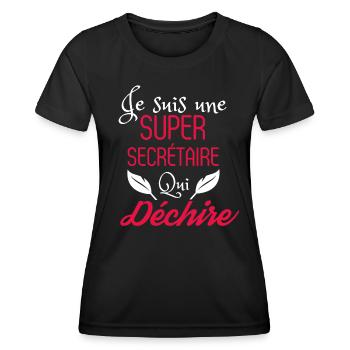 Super secrétaire qui déchire - T-shirt sport Femme - noir - Devant - AI Model Female 172 light (172cm)
