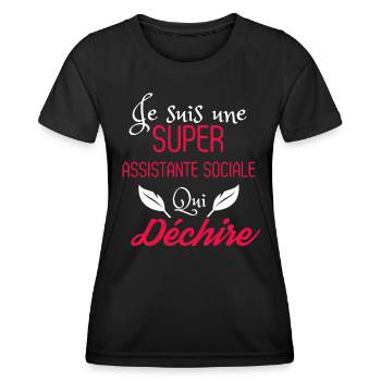 Super assistante sociale qui déchire - T-shirt sport Femme - noir - Devant - AI Model Female 172 light (172cm)