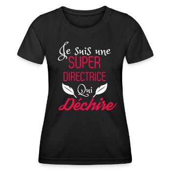 Super directrice qui déchire - T-shirt sport Femme - noir - Devant - AI Model Female 172 light (172cm)