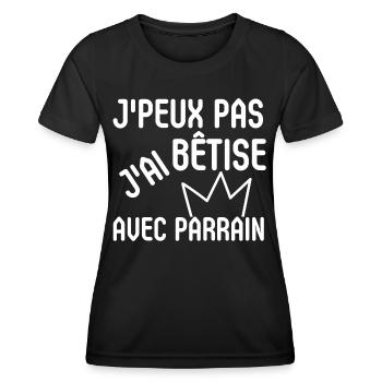 j peux pas j ai bêtise avec parrain parrain - T-shirt sport Femme - noir - Devant - AI Model Female 172 light (172cm)