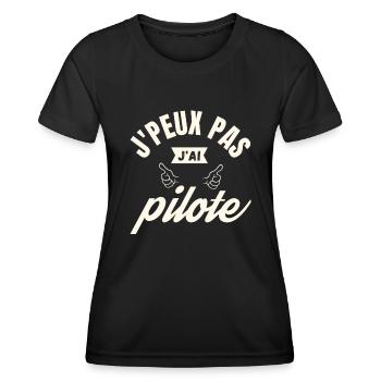 J Peux Pas J Ai Pilote - T-shirt sport Femme - noir - Devant - AI Model Female 172 light (172cm)