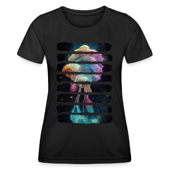 Psychedelic Jellyfish In Space Colorful Nebula - Women's Functional T-Shirt - black - Front - AI Model Female 172 light (172cm)