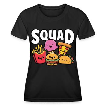 Junk Food Squad Nette lustige Fast-Food-Liebhaber Feinschmecker - Frauen Funktions-T-Shirt - Schwarz - Vorne - AI Model Female 172 light (172cm)