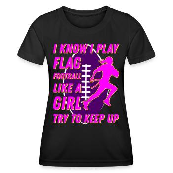 Je sais que je joue au flag football comme une fille Mädchen - T-shirt sport Femme - noir - Devant - AI Model Female 172 light (172cm)