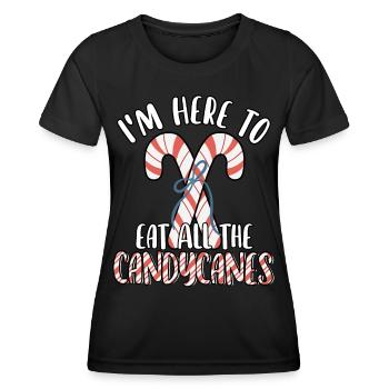 Ich bin hier, um alle Zuckerstangen lustig süß zu essen - Frauen Funktions-T-Shirt - Schwarz - Vorne - AI Model Female 172 light (172cm)