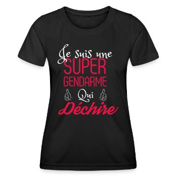 Super gendarme qui déchire - T-shirt sport Femme - noir - Devant - AI Model Female 172 light (172cm)