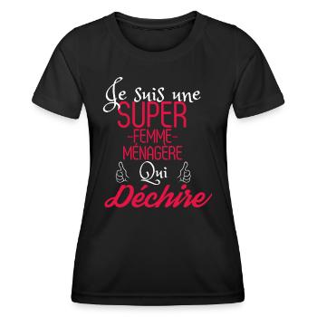 Super Femme Ménagère qui Déchire - T-shirt sport Femme - noir - Devant - AI Model Female 172 light (172cm)