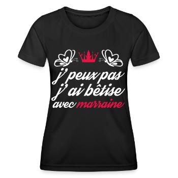 j peux pas j ai bêtise avec marraine - T-shirt sport Femme - noir - Devant - AI Model Female 172 light (172cm)