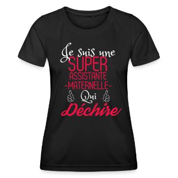 Super Assistante maternelle qui Déchire - T-shirt sport Femme - noir - Devant - AI Model Female 172 light (172cm)
