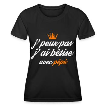 j peux pas j ai bêtise avec pépé - T-shirt sport Femme - noir - Devant - AI Model Female 172 light (172cm)
