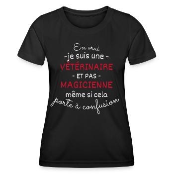 Vétérinaire et pas Magicienne - T-shirt sport Femme - noir - Devant - AI Model Female 172 light (172cm)