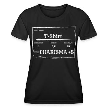 Light Armor | T-Shirt D n D, DSA, RPG - Frauen Funktions-T-Shirt - Schwarz - Vorne - AI Model Female 172 light (172cm)