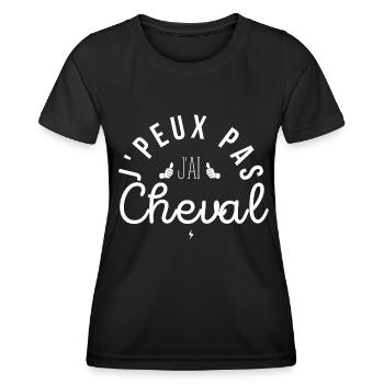 J Peux Pas J Ai Cheval - T-shirt sport Femme - noir - Devant - AI Model Female 172 light (172cm)