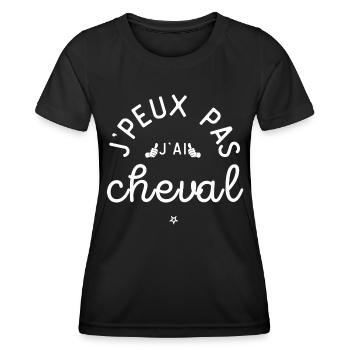 J Peux Pas J Ai Cheval - T-shirt sport Femme - noir - Devant - AI Model Female 172 light (172cm)