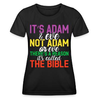 Bisexuel c’est Adam et Eve - Fierté - T-shirt sport Femme - noir - Devant - AI Model Female 172 light (172cm)