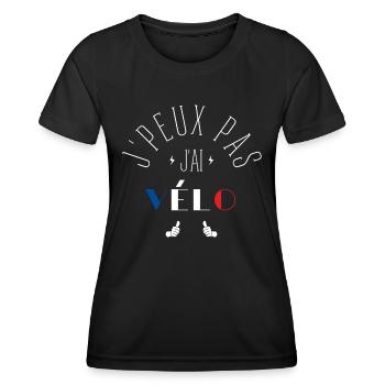 J Peux Pas J Ai Vélo - T-shirt sport Femme - noir - Devant - AI Model Female 172 light (172cm)