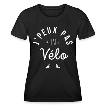 J Peux Pas J Ai Vélo - T-shirt sport Femme - noir - Devant - AI Model Female 172 light (172cm)
