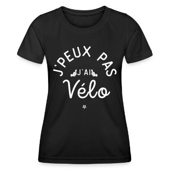 J Peux Pas J Ai Vélo - T-shirt sport Femme - noir - Devant - AI Model Female 172 light (172cm)