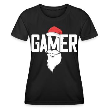 Gaming Santa Santa Beard Beard Gamer - Women's Functional T-Shirt - black - Front - AI Model Female 172 light (172cm)