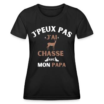 J'peux Pas J'ai chasse avec mon Papa cadeau chasse - T-shirt sport Femme - noir - Devant - AI Model Female 172 light (172cm)