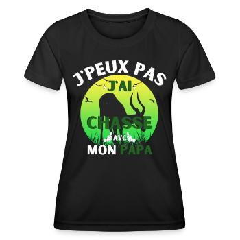 j peux pas j ai chasse avec mon papa vintage - T-shirt sport Femme - noir - Devant - AI Model Female 172 light (172cm)