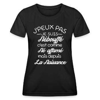 J'Peux Pas Je suis Né affamé drôle - T-shirt sport Femme - noir - Devant - AI Model Female 172 light (172cm)