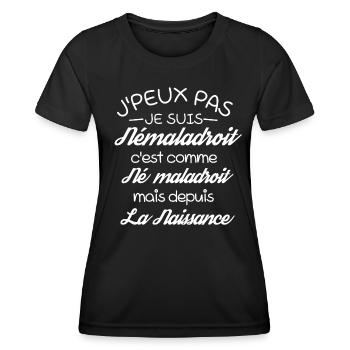 J'Peux Pas Je suis Né maladroit drôle - T-shirt sport Femme - noir - Devant - AI Model Female 172 light (172cm)
