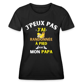 J'Peux Pas J'Ai Randonnée à pied avec mon papa - T-shirt sport Femme - noir - Devant - AI Model Female 172 light (172cm)