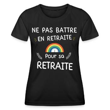 Ne pas Battre en Retraite Pour sa Retraite - T-shirt sport Femme - noir - Devant - AI Model Female 172 light (172cm)