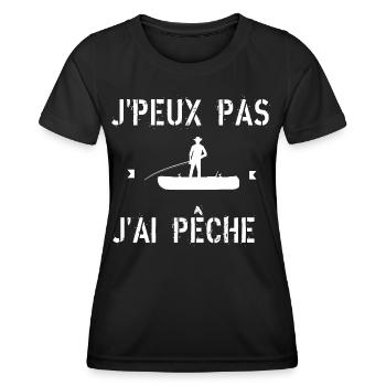 J'peux pas j'ai pêche - T-shirt sport Femme - noir - Devant - AI Model Female 172 light (172cm)