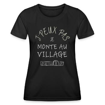 J'peux pas je monte au village - T-shirt sport Femme - noir - Devant - AI Model Female 172 light (172cm)