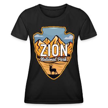 Parc national américain de Zion Arrowhead Deer Mountains - T-shirt sport Femme - noir - Devant - AI Model Female 172 light (172cm)
